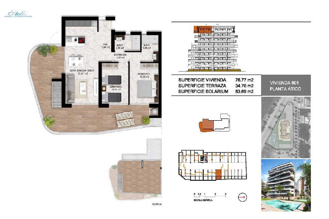 atico en Guardamar del Segura en vente, construit 199 m², estado nuevo, 2 chambre, 2 salle de bains, piscina, ref.: HA-GUN-411-A02-14
