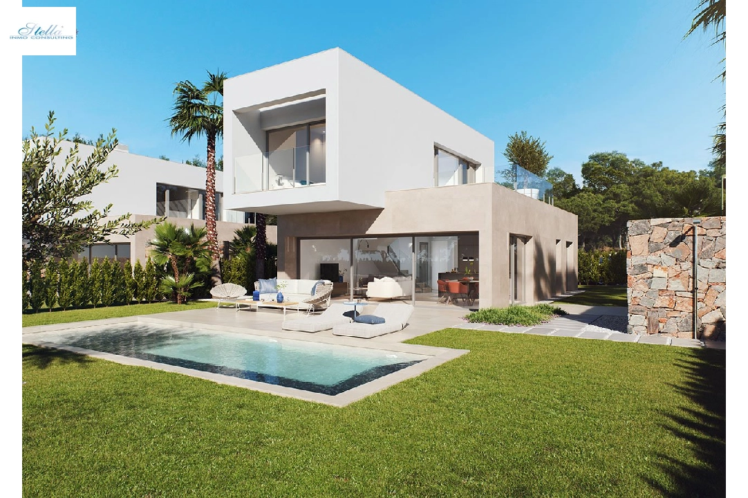 villa en Orihuela Costa en vente, construit 203 m², estado nuevo, aire acondicionado, terrain 523 m², 3 chambre, 2 salle de bains, piscina, ref.: HA-OCN-146-E01-1