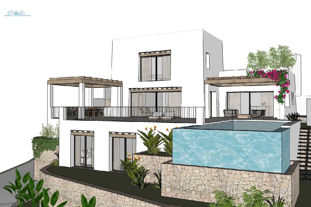 villa en Moraira en vente, construit 322 m², aire acondicionado, terrain 1000 m², 4 chambre, 4 salle de bains, piscina, ref.: CA-H-1585-AMB-9