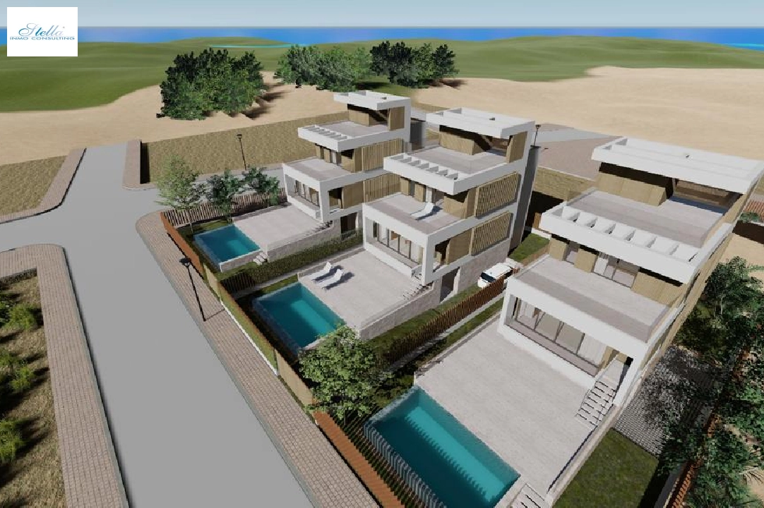 villa en Oliva en vente, construit 173 m², ano de construccion 2023, estado nuevo, + calefaccion suelo, aire acondicionado, terrain 350 m², 3 chambre, 4 salle de bains, piscina, ref.: AS-1623-23
