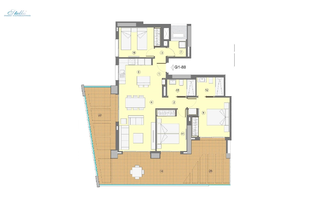 apartamento en la planta superior en Benidorm en vente, construit 118 m², estado nuevo, aire acondicionado, 3 chambre, 2 salle de bains, piscina, ref.: HA-BEN-112-A03-11