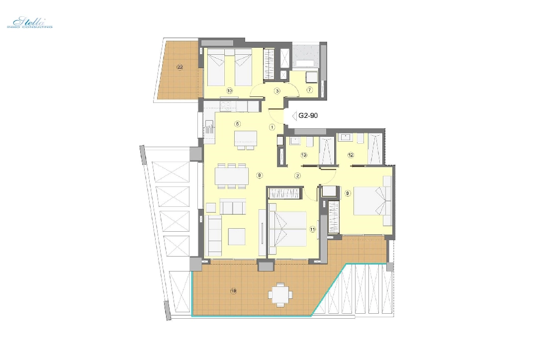 apartamento en la planta superior en Benidorm en vente, construit 118 m², estado nuevo, aire acondicionado, 3 chambre, 2 salle de bains, piscina, ref.: HA-BEN-112-A03-12