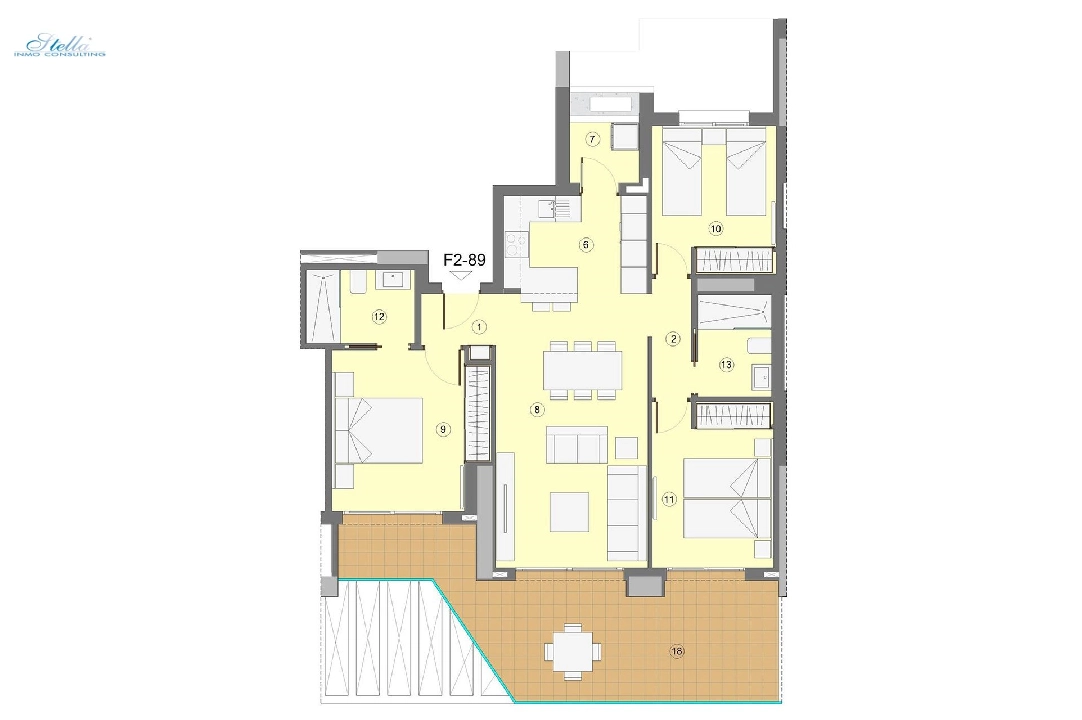 apartamento en la planta superior en Benidorm en vente, construit 118 m², estado nuevo, aire acondicionado, 3 chambre, 2 salle de bains, piscina, ref.: HA-BEN-112-A03-7