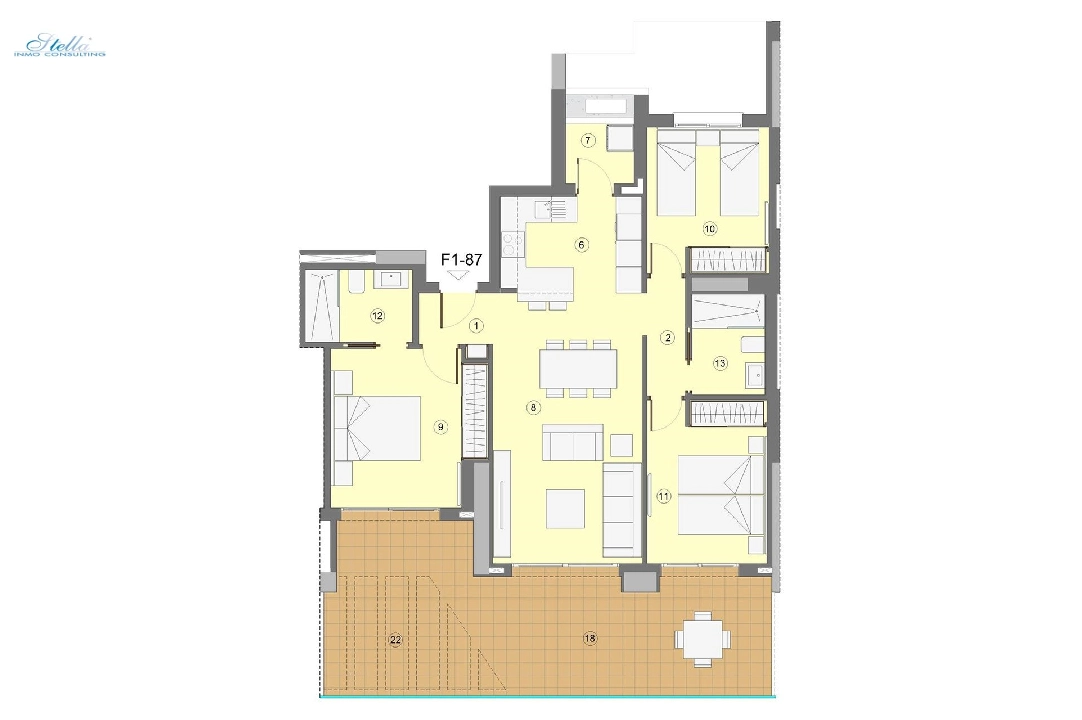 apartamento en la planta superior en Benidorm en vente, construit 118 m², estado nuevo, aire acondicionado, 3 chambre, 2 salle de bains, piscina, ref.: HA-BEN-112-A03-8
