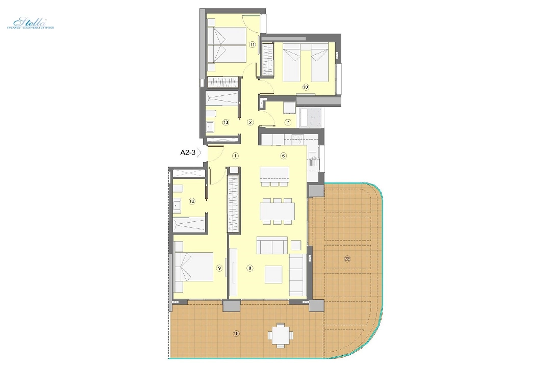 apartamento en la planta superior en Benidorm en vente, construit 118 m², estado nuevo, aire acondicionado, 3 chambre, 2 salle de bains, piscina, ref.: HA-BEN-112-A03-9