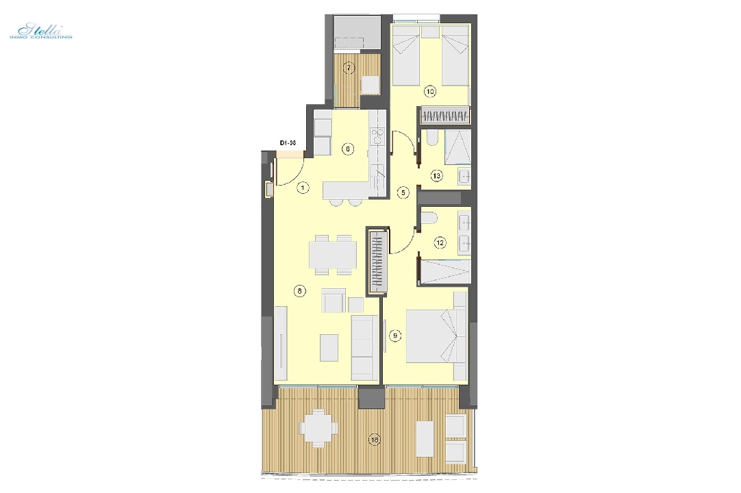 apartamento en la planta superior en Benidorm en vente, construit 101 m², estado nuevo, aire acondicionado, 2 chambre, 2 salle de bains, piscina, ref.: HA-BEN-113-A02-17