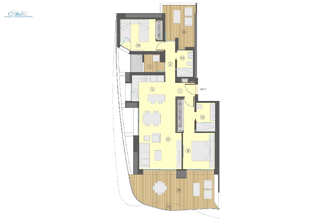 apartamento en la planta superior en Benidorm en vente, construit 101 m², estado nuevo, aire acondicionado, 2 chambre, 2 salle de bains, piscina, ref.: HA-BEN-113-A02-18