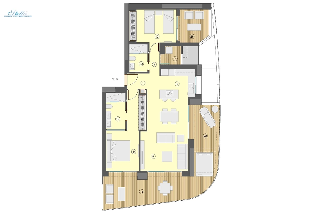 apartamento en la planta superior en Benidorm en vente, construit 101 m², estado nuevo, aire acondicionado, 2 chambre, 2 salle de bains, piscina, ref.: HA-BEN-113-A02-20