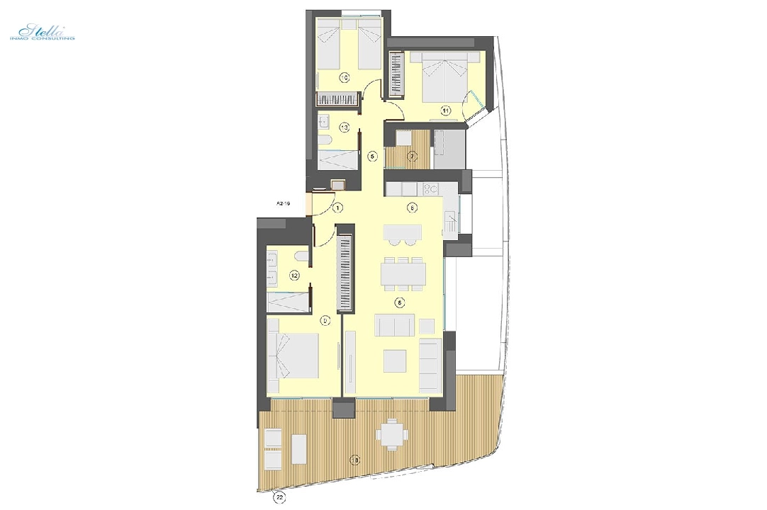 apartamento en la planta superior en Benidorm en vente, construit 130 m², estado nuevo, aire acondicionado, 3 chambre, 2 salle de bains, piscina, ref.: HA-BEN-113-A03-17