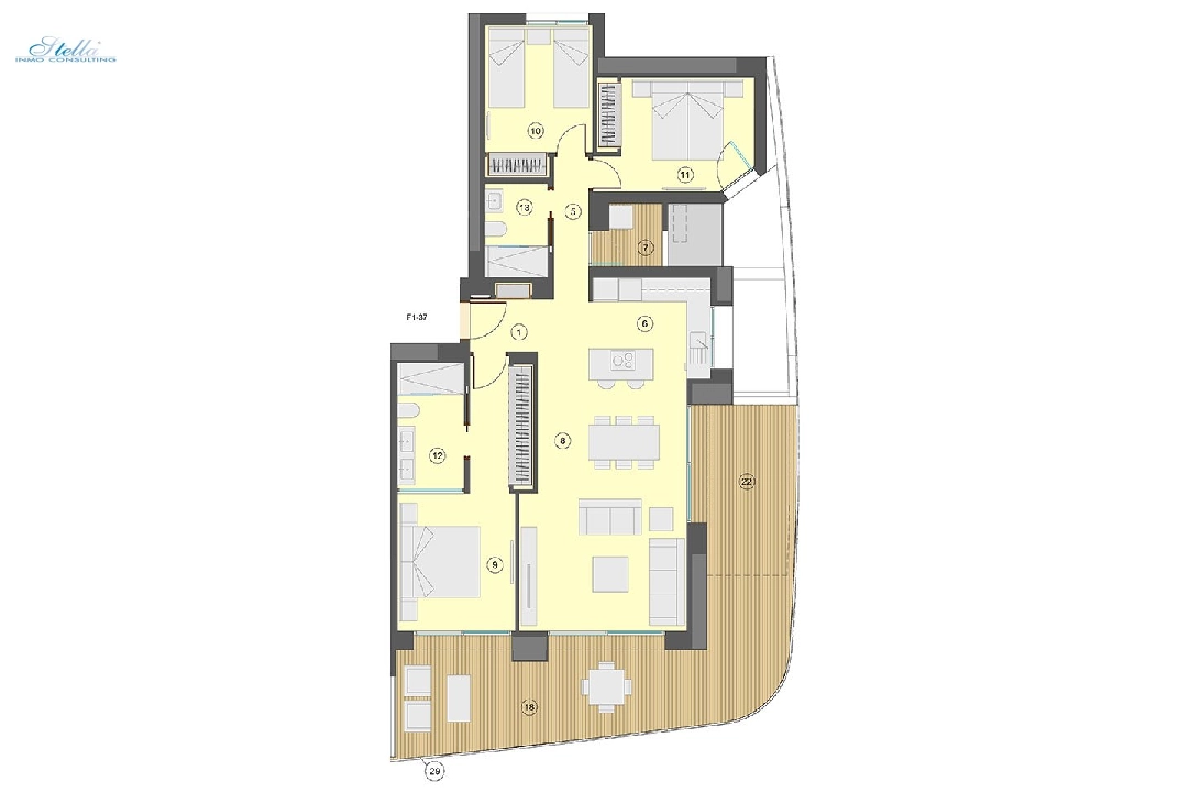 apartamento en la planta superior en Benidorm en vente, construit 130 m², estado nuevo, aire acondicionado, 3 chambre, 2 salle de bains, piscina, ref.: HA-BEN-113-A03-18
