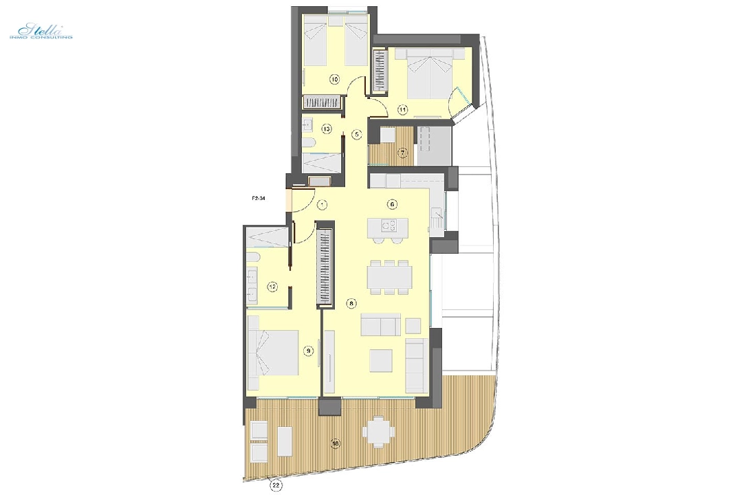 apartamento en la planta superior en Benidorm en vente, construit 130 m², estado nuevo, aire acondicionado, 3 chambre, 2 salle de bains, piscina, ref.: HA-BEN-113-A03-19