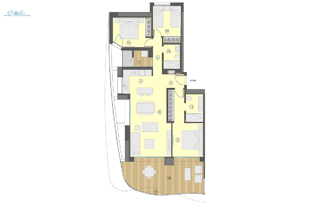 apartamento en la planta superior en Benidorm en vente, construit 130 m², estado nuevo, aire acondicionado, 3 chambre, 2 salle de bains, piscina, ref.: HA-BEN-113-A03-20