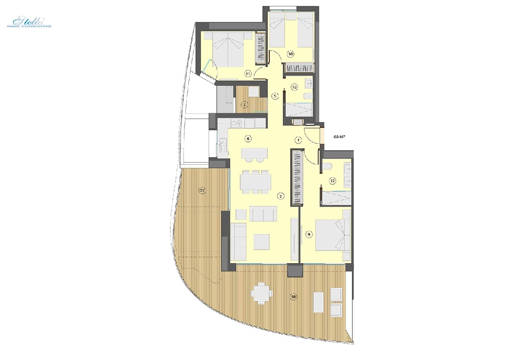 apartamento en la planta superior en Benidorm en vente, construit 130 m², estado nuevo, aire acondicionado, 3 chambre, 2 salle de bains, piscina, ref.: HA-BEN-113-A03-21