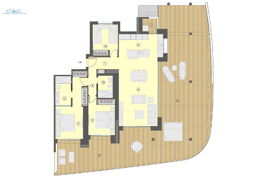 apartamento en la planta superior en Benidorm en vente, construit 130 m², estado nuevo, aire acondicionado, 3 chambre, 2 salle de bains, piscina, ref.: HA-BEN-113-A03-22