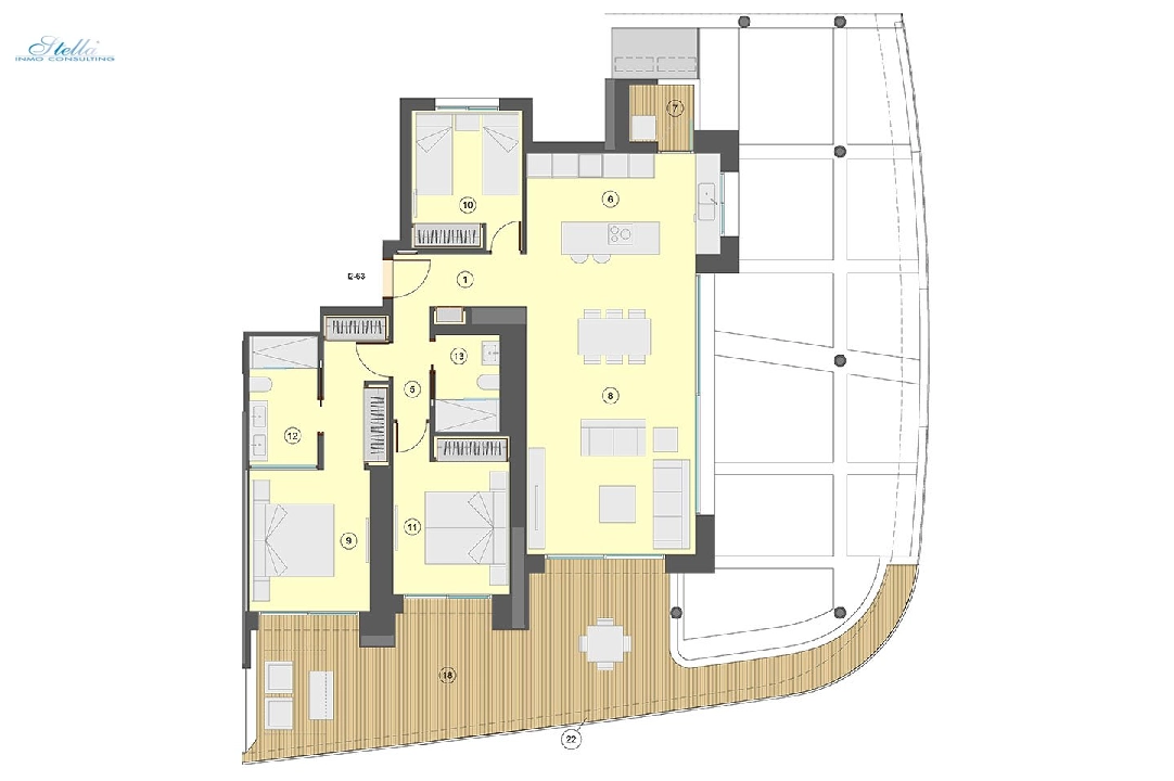 apartamento en la planta superior en Benidorm en vente, construit 130 m², estado nuevo, aire acondicionado, 3 chambre, 2 salle de bains, piscina, ref.: HA-BEN-113-A03-23
