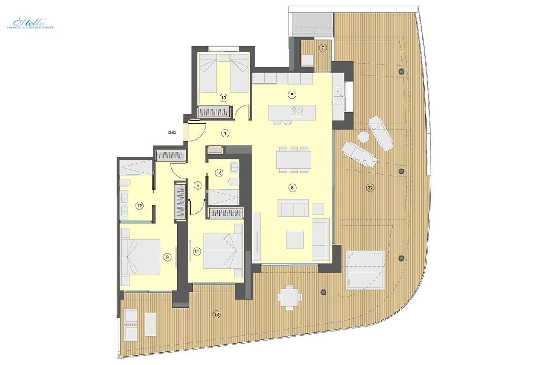 apartamento en la planta superior en Benidorm en vente, construit 130 m², estado nuevo, aire acondicionado, 3 chambre, 2 salle de bains, piscina, ref.: HA-BEN-113-A03-24