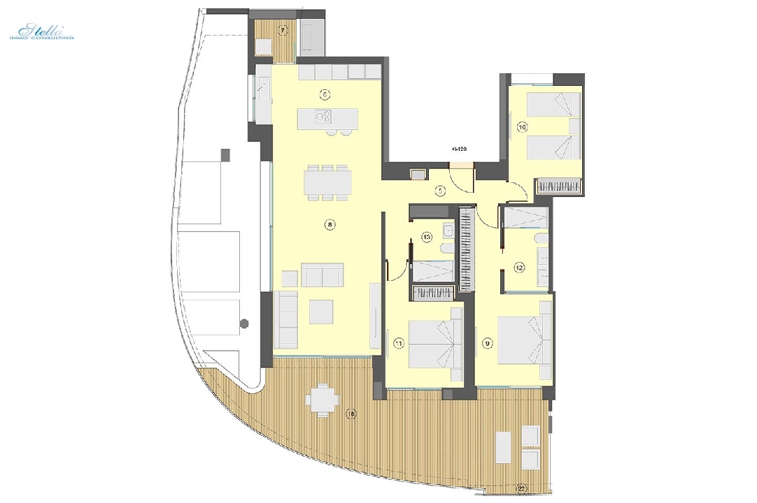 apartamento en la planta superior en Benidorm en vente, construit 130 m², estado nuevo, aire acondicionado, 3 chambre, 2 salle de bains, piscina, ref.: HA-BEN-113-A03-26