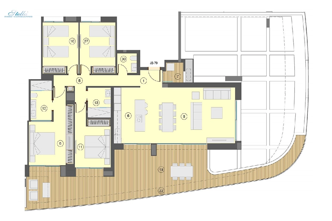 apartamento en la planta superior en Benidorm en vente, construit 198 m², estado nuevo, + fussboden, aire acondicionado, 4 chambre, 2 salle de bains, piscina, ref.: HA-BEN-113-A04-17