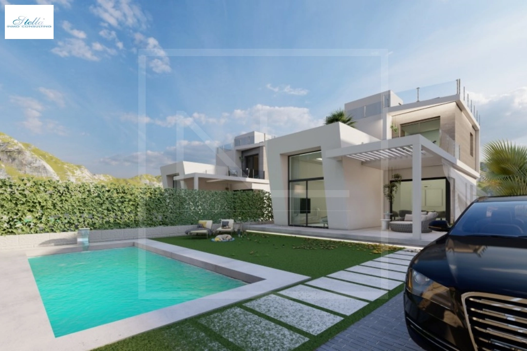 villa en Finestrat en vente, construit 163 m², ano de construccion 2024, + calefaccion central, aire acondicionado, terrain 393 m², 3 chambre, 3 salle de bains, piscina, ref.: NL-NLD1470-1