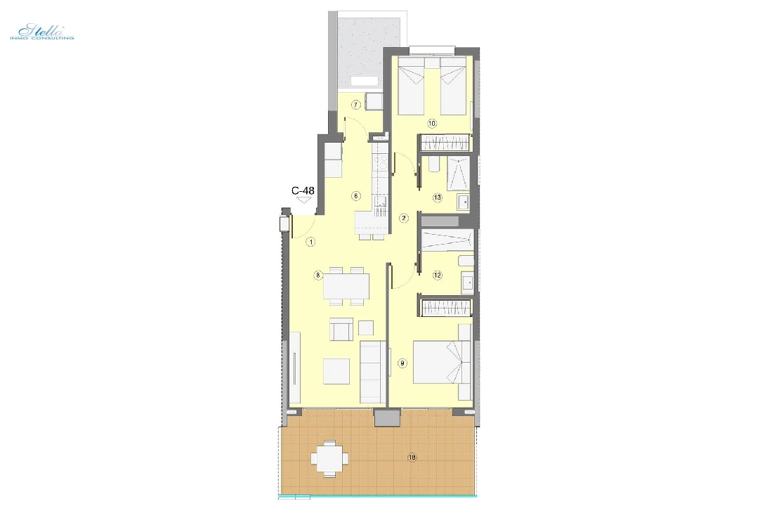 apartamento en la planta superior en Benidorm en vente, construit 94 m², estado nuevo, aire acondicionado, 2 chambre, 2 salle de bains, piscina, ref.: HA-BEN-112-A02-10