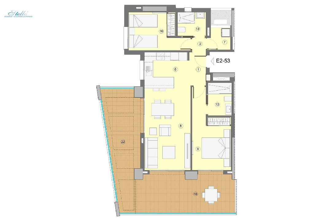 apartamento en la planta superior en Benidorm en vente, construit 94 m², estado nuevo, aire acondicionado, 2 chambre, 2 salle de bains, piscina, ref.: HA-BEN-112-A02-12