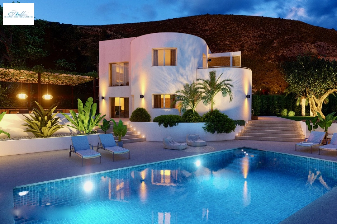 villa en Benitachell(Moraira Alcasar) en vente, construit 260 m², aire acondicionado, terrain 1280 m², 4 chambre, 3 salle de bains, piscina, ref.: CA-H-1675-AMB-1