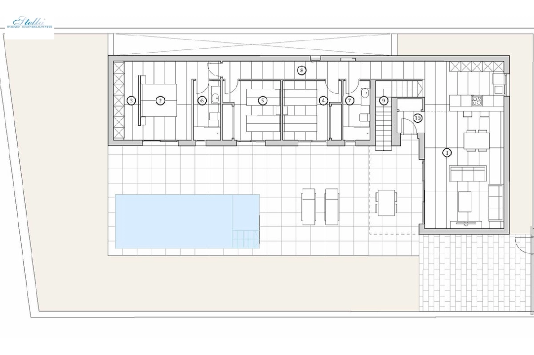 villa en Algorfa en vente, construit 283 m², estado nuevo, aire acondicionado, terrain 424 m², 3 chambre, 2 salle de bains, piscina, ref.: HA-ARN-108-E02-13