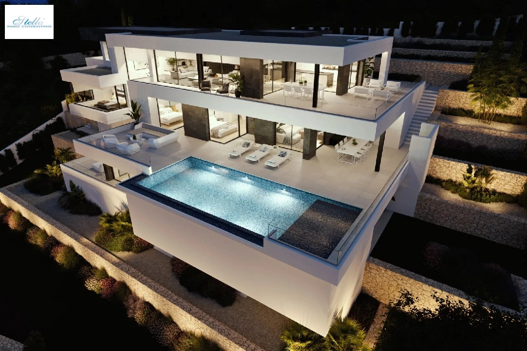 villa en Cumbre del Sol en vente, construit 830 m², terrain 1877 m², 1 chambre, 5 salle de bains, piscina, ref.: BS-83710403-1