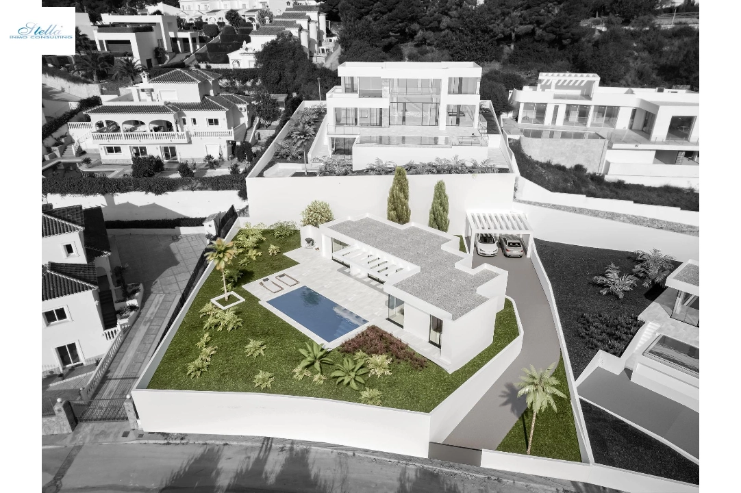villa en Moraira(Sol park) en vente, construit 125 m², aire acondicionado, terrain 800 m², 3 chambre, 2 salle de bains, piscina, ref.: AM-12132DA-3700-3