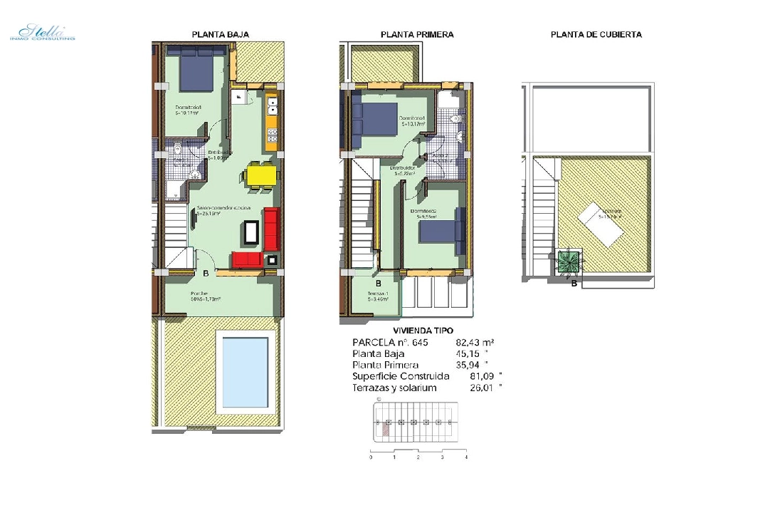 adosado en Villamartin en vente, construit 120 m², terrain 82 m², 3 chambre, 2 salle de bains, piscina, ref.: HA-VMN-250-R01-17