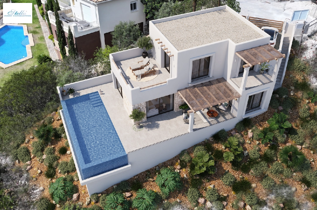 villa en Pedreguer(Monte Solana I) en vente, construit 252 m², ano de construccion 2025, aire acondicionado, terrain 608 m², 3 chambre, 2 salle de bains, piscina, ref.: UM-UV-SERPIS-13