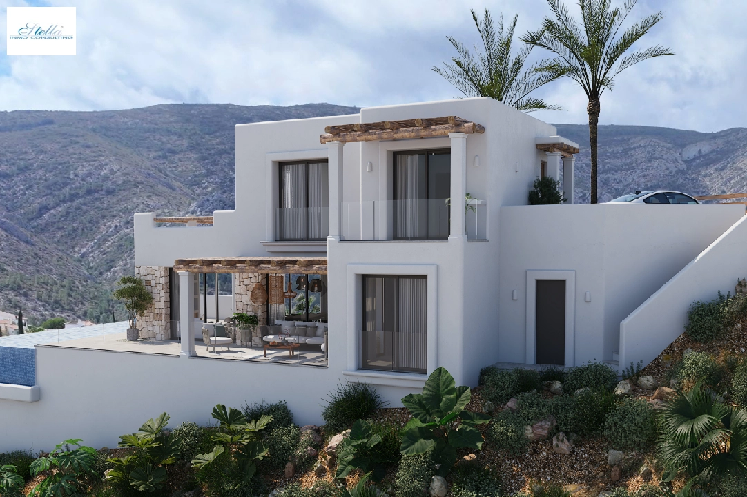 villa en Pedreguer(Monte Solana I) en vente, construit 252 m², ano de construccion 2025, aire acondicionado, terrain 608 m², 3 chambre, 2 salle de bains, piscina, ref.: UM-UV-SERPIS-4