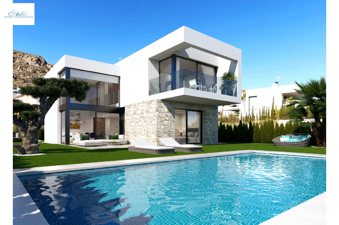 villa en Finestrat en vente, construit 282 m², ano de construccion 2023, + KLIMA, aire acondicionado, terrain 482 m², 3 chambre, 3 salle de bains, piscina, ref.: BI-AL.H-032-1