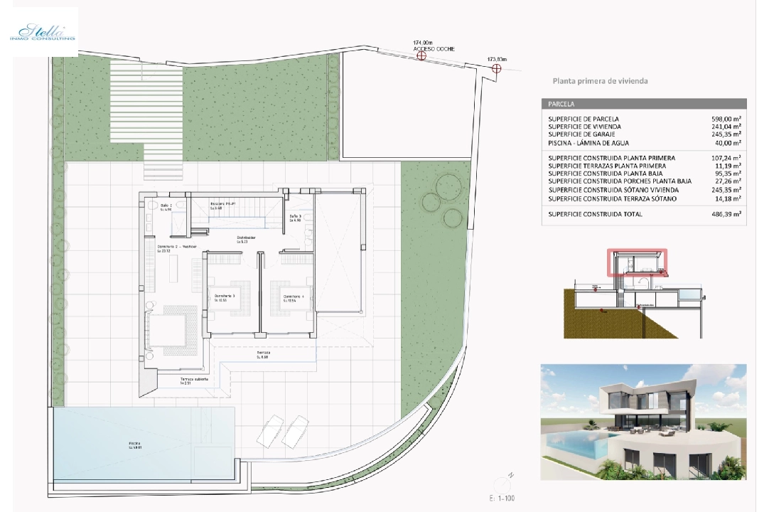 villa en Finestrat en vente, construit 526 m², ano de construccion 2024, aire acondicionado, terrain 598 m², 5 chambre, 5 salle de bains, piscina, ref.: BI-AL.H-035-22