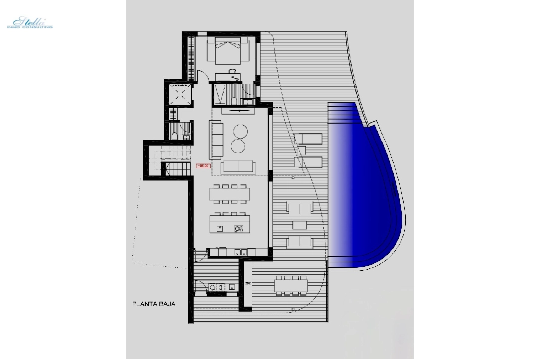 villa en Moraira(La Sabatera) en vente, construit 185 m², aire acondicionado, terrain 801 m², 4 chambre, 4 salle de bains, piscina, ref.: CA-H-1786-AMB-18