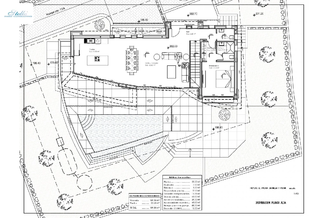 villa en Calpe en vente, construit 273 m², ano de construccion 2022, aire acondicionado, terrain 805 m², 4 chambre, 4 salle de bains, piscina, ref.: AM-11772DA-21