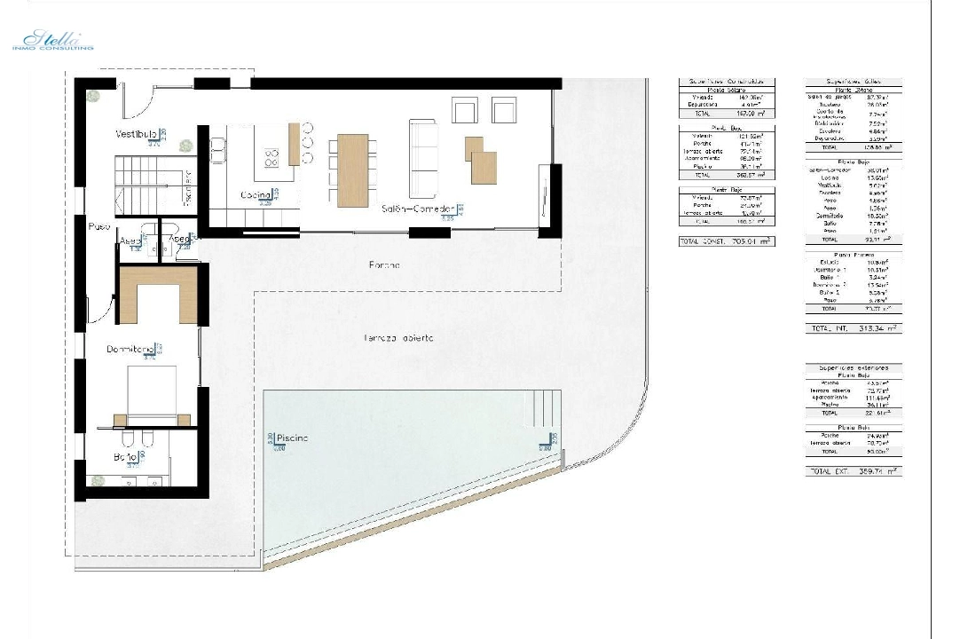 villa en Benissa en vente, construit 359 m², ano de construccion 2024, aire acondicionado, terrain 1040 m², 4 chambre, 3 salle de bains, piscina, ref.: AM-11858DA-21