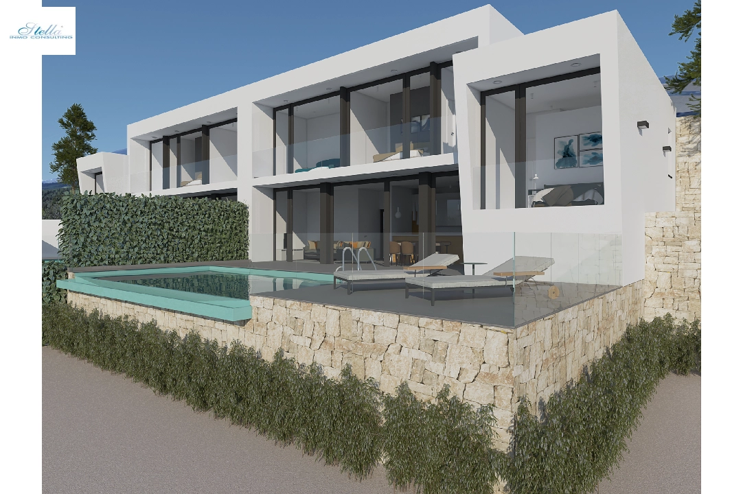 villa en Moraira(Benimeit) en vente, construit 178 m², aire acondicionado, terrain 508 m², 3 chambre, 3 salle de bains, piscina, ref.: CA-H-1820-AMB-1