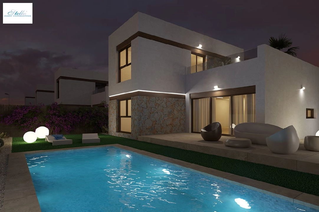 villa en Algorfa en vente, construit 198 m², estado nuevo, + fussboden, aire acondicionado, terrain 308 m², 3 chambre, 2 salle de bains, piscina, ref.: HA-ARN-109-E01-12